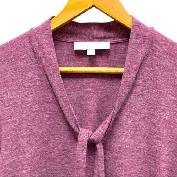 Loft Tie Neck Knit Blouse Long Sleeve Lightweight Sweater - Size Large - Picture 4 of 9
